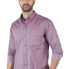 Camisa Cuello Americano Manga Larga Rojo Vino Tela Con Textura Para Hombre